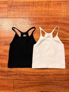 SHEIN Black & White Ribbed Tank Top Set